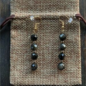 BrandNew Handmade Gold Sheen Obsidian Earrings Genuine Obsidian Earrings